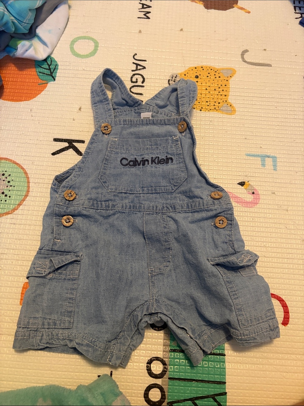 Calvin Klein Light Blue Denim Baby Overall Shorts